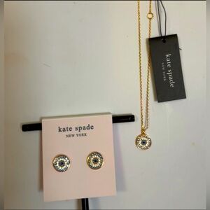 Kate Spade SET - Necklace & Earring blue & White Crystals set in 14KTSTS